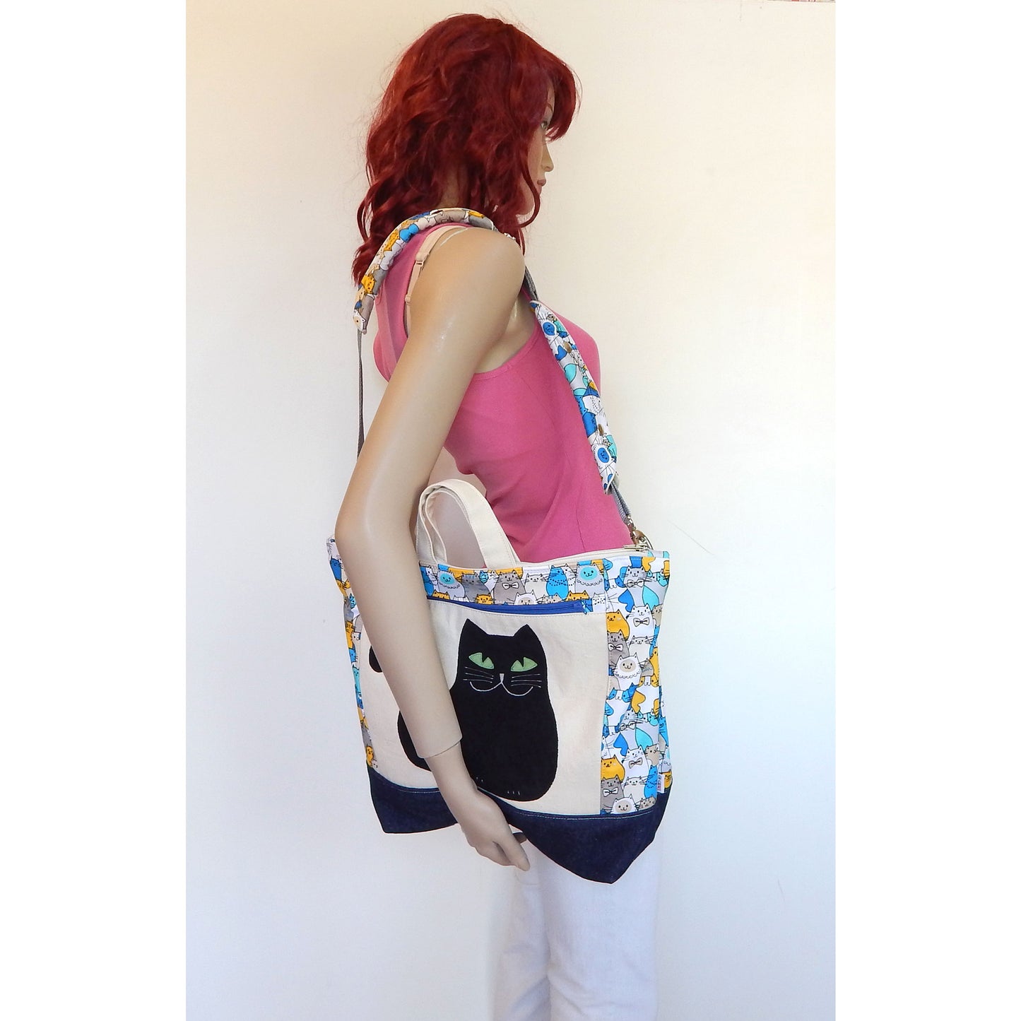 Cat Tote Blue Bag