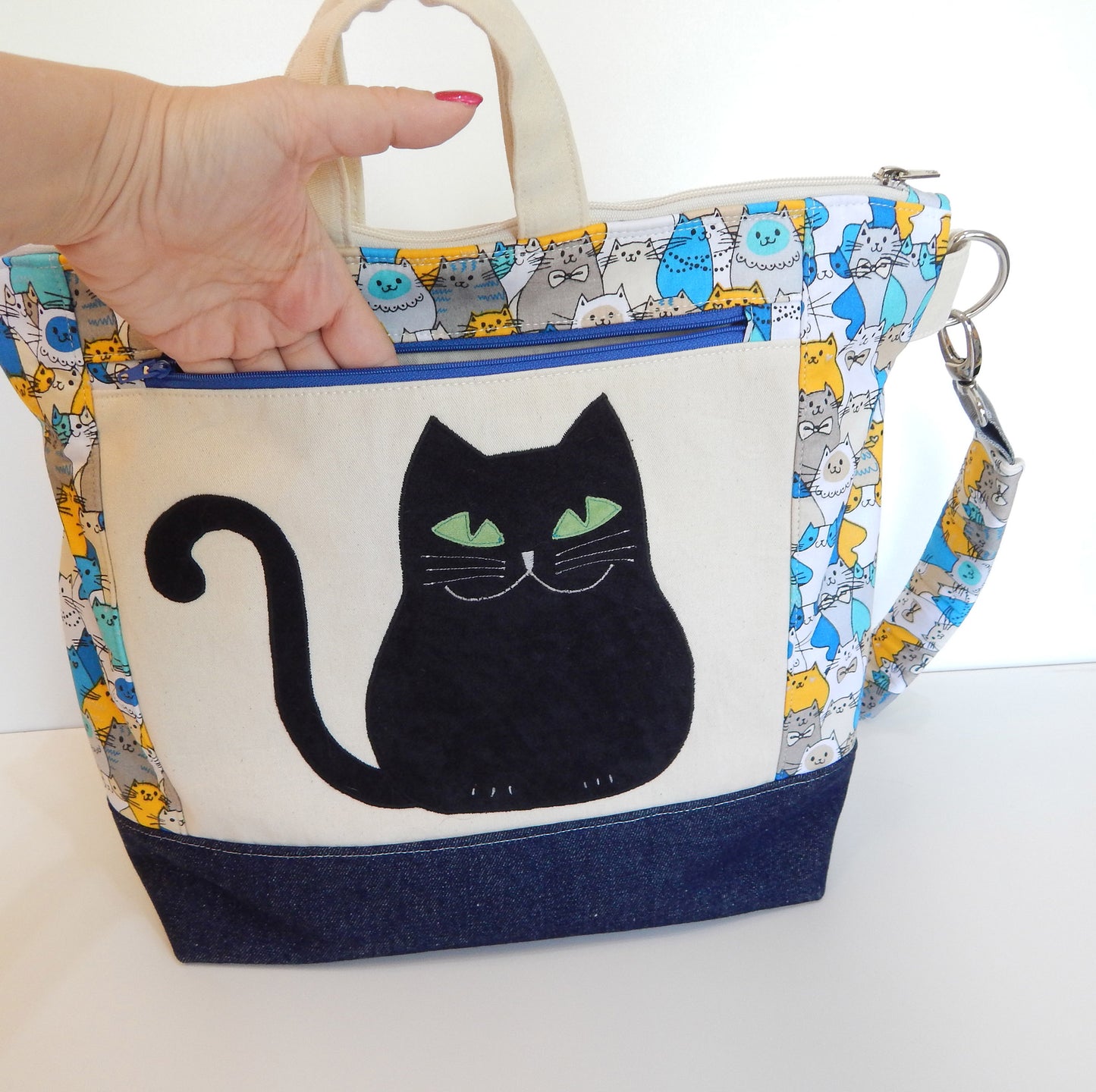 Cat Tote Blue Bag