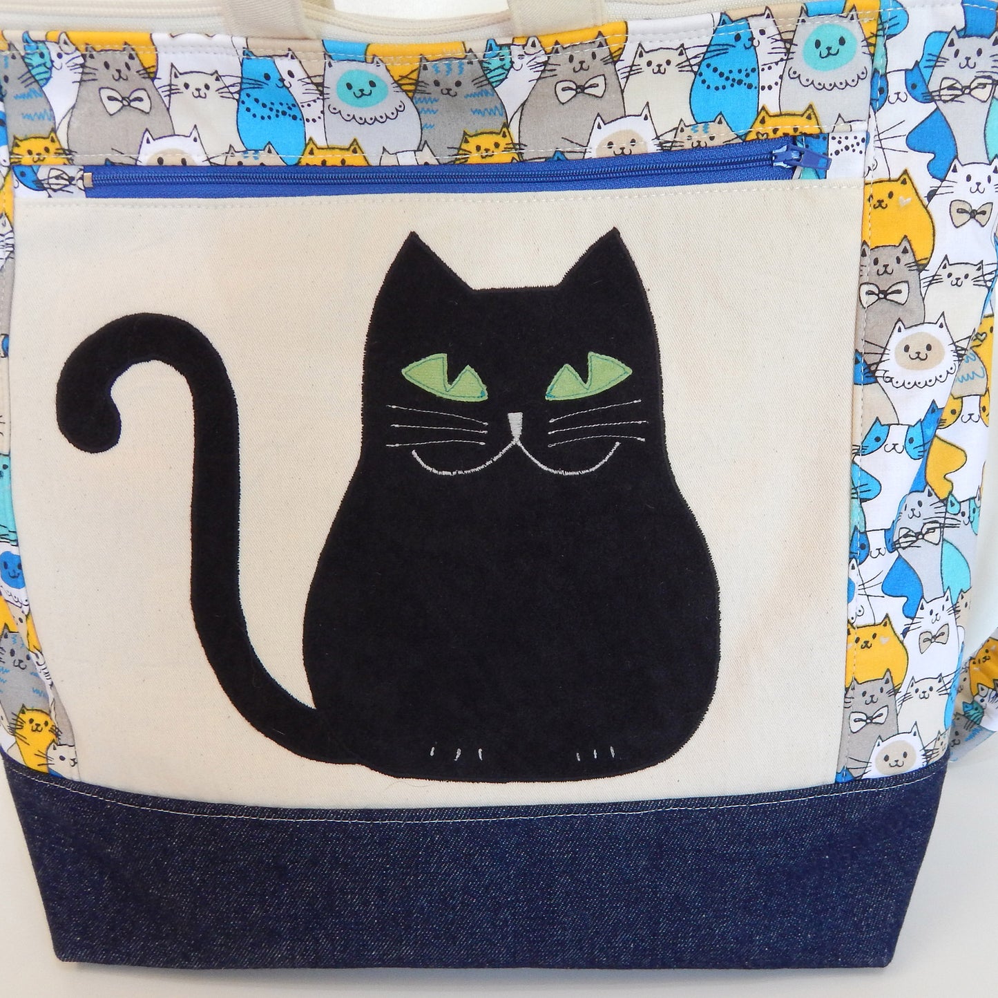 Cat Tote Blue Bag